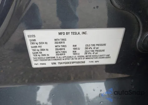 2023 Tesla Model Y Awd/Long Range Dual Motor All-Wheel Drive from USA, damaged, VIN 7SAYGDEE9PF686368